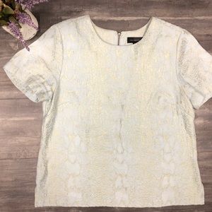 The Limited | Blue & Gold Abstract Print Top | S